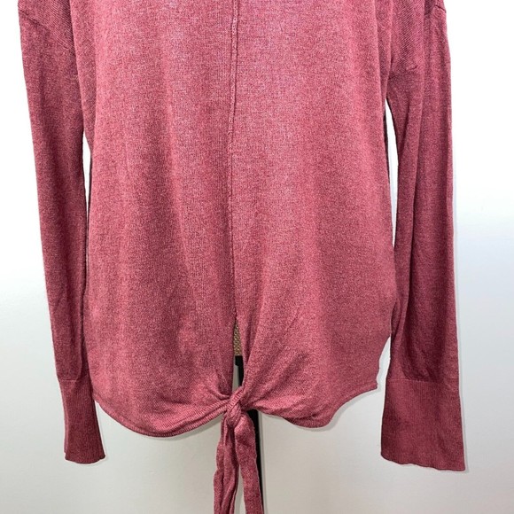Olive & Oak Light Burgundy Rust Front Tie Sweater Long Sleeves Pullover Women XL - Picture 3 of 8